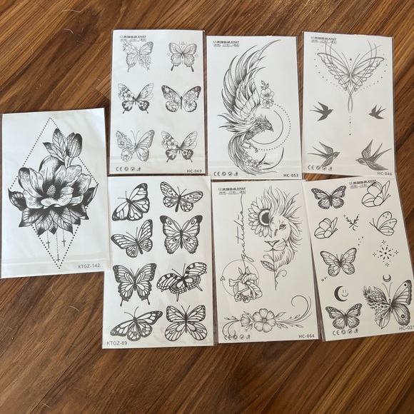 Temporary Tattoo Set with Floral and Butterfly Designs - Picture 1 of 8